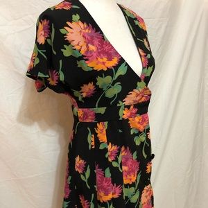 Zara Black Floral Wrap Dress